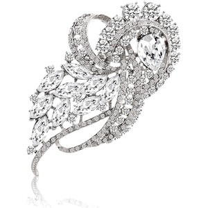 image:imageRhinestone Brooch for Women Large Clear Vintage Crystal Flower Bouquet Pin Elegant Broach for Dresses Fashion Jewelry Diamond Pins for Special Occasions and Clothing
