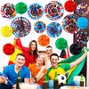 image:imageOutus 21 Pcs International World Flags Classroom Decorations Around The World Hanging Paper Fans Sport Party Tissue Paper Pom Poms for Garland Ceilings School Office Party Supplies Flag StyleCountry Flag