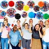 image:imageOutus 21 Pcs International World Flags Classroom Decorations Around The World Hanging Paper Fans Sport Party Tissue Paper Pom Poms for Garland Ceilings School Office Party Supplies Flag StyleCountry Flag