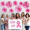 image:imageOutus 9 Pcs Breast Cancer Awareness Party Decoration Pink Ribbon Paper Fans