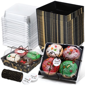 image:imageOutus 100 Pcs Charcuterie Boxes with Clear Lids Navy Blue ClassicBlack Gold
