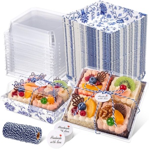 image:imageOutus 100 Pcs Charcuterie Boxes with Clear Lids Navy Blue ClassicBlue White