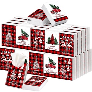 image:imageOutus 50 Pack Retro Christmas Travle Size Pocket Tissues Stocking StuffersRed White