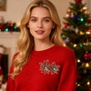 image:imageChristmas Brooch for Women Red Green Christmas Poinsettia Pins Sparkling Rhinestone Xmas Glove Brooch Crystal Xmas Wreath Pins Elegant Clothing Hat Bag Accessories Christmas Holiday Winter JewelryRed1