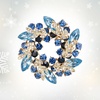 image:imageEVER FAITH Austrian Crystal Wedding Corsage Jewelry Accessory Bridal Flower Wreath Brooch Pin for WomenBlue GoldTone