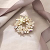 image:imageEVER FAITH Austrian Crystal Wedding Corsage Jewelry Accessory Bridal Flower Wreath Brooch Pin for WomenIridescent Clear AB GoldTone