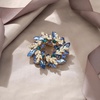 image:imageEVER FAITH Austrian Crystal Wedding Corsage Jewelry Accessory Bridal Flower Wreath Brooch Pin for WomenLight Blue w Sea Blue GoldTone