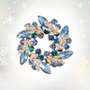 image:imageEVER FAITH Austrian Crystal Wedding Corsage Jewelry Accessory Bridal Flower Wreath Brooch Pin for WomenLight Blue w Sea Blue GoldTone