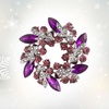 image:imageEVER FAITH Austrian Crystal Wedding Corsage Jewelry Accessory Bridal Flower Wreath Brooch Pin for WomenPurple w Light Purple SilverTone