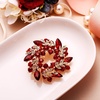image:imageEVER FAITH Austrian Crystal Wedding Corsage Jewelry Accessory Bridal Flower Wreath Brooch Pin for WomenRed GoldTone