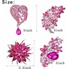 image:imageEzing 4Pcs Brooch Lot with Large Big Size Rhinestone Crystal Fashion JewelryPink