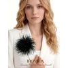 image:imageIRONBOX Feather Brooches and Pins for Women  Large Flower Brooch CorsageBlack
