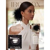 image:imageIRONBOX Feather Brooches and Pins for Women  Large Flower Brooch CorsageBlack