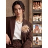 image:imageIRONBOX Feather Brooches and Pins for Women  Large Flower Brooch CorsageChampagne
