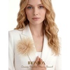 image:imageIRONBOX Feather Brooches and Pins for Women  Large Flower Brooch CorsageChampagne
