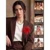 image:imageIRONBOX Feather Brooches and Pins for Women  Large Flower Brooch CorsageRed
