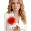 image:imageIRONBOX Feather Brooches and Pins for Women  Large Flower Brooch CorsageRed