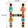 image:imageInitial Brooch Pins AZ 26 Letters Brooches For Women Colorful Enamel Alphabet Pin Pearl Crystal Lapel PinInitial Brooches H