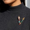 image:imageInitial Brooch Pins AZ 26 Letters Brooches For Women Colorful Enamel Alphabet Pin Pearl Crystal Lapel PinInitial Brooches V