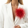 image:imageLarge Feather Flower Brooch Pin for Women Men Elegant Floral Lapel Pin Corsage Hairpin for Shawl Dress Suit Ceremony Clothes Accessories for Dance Banquet Prom Wedding Party 150mmRed