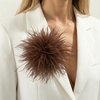 image:imageLarge Feather Flower Brooch Pin for Women Men Elegant Floral Lapel Pin Corsage Hairpin for Shawl Dress Suit Ceremony Clothes Accessories for Dance Banquet Prom Wedding Party 150mmBrown