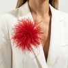 image:imageLarge Feather Flower Brooch Pin for Women Men Elegant Floral Lapel Pin Corsage Hairpin for Shawl Dress Suit Ceremony Clothes Accessories for Dance Banquet Prom Wedding Party 150mmRed