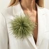 image:imageLarge Feather Flower Brooch Pin for Women Men Elegant Floral Lapel Pin Corsage Hairpin for Shawl Dress Suit Ceremony Clothes Accessories for Dance Banquet Prom Wedding Party 150mmOlive green