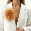 image:imageLarge Feather Flower Brooch Pin for Women Men Elegant Floral Lapel Pin Corsage Hairpin for Shawl Dress Suit Ceremony Clothes Accessories for Dance Banquet Prom Wedding Party 150mmGold