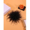 image:imageLarge Feather Flower Brooch Pin for Women Men Elegant Floral Lapel Pin Corsage Hairpin for Shawl Dress Suit Ceremony Clothes Accessories for Dance Banquet Prom Wedding Party 150mmBlack