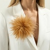 image:imageLarge Feather Flower Brooch Pin for Women Men Elegant Floral Lapel Pin Corsage Hairpin for Shawl Dress Suit Ceremony Clothes Accessories for Dance Banquet Prom Wedding Party 150mmGold