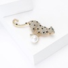 image:imageLeopard Brooch Pin for Women Rhinestone Crystal Cheetah Animal Brooch with Pearl Lapel Pin Fashion Jewelry for Jacket Scarf CoatGolden