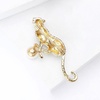 image:imageLeopard Brooch Pin for Women Rhinestone Crystal Cheetah Animal Brooch with Pearl Lapel Pin Fashion Jewelry for Jacket Scarf CoatGolden