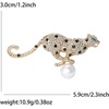 image:imageLeopard Brooch Pin for Women Rhinestone Crystal Cheetah Animal Brooch with Pearl Lapel Pin Fashion Jewelry for Jacket Scarf CoatGolden