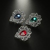 image:imageMINGHUA Retro Hollow Flower Waterdrop Gemstone Brooch for WomenStainless Steel Blue Rose Gold Silver