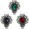 image:imageMINGHUA Retro Hollow Flower Waterdrop Gemstone Brooch for WomenStainless Steel Blue Rose Gold Silver