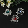 image:imageMINGHUA Retro Hollow Flower Waterdrop Gemstone Brooch for WomenStainless Steel Blue Rose Gold Silver