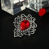image:imageMINGHUA Retro Hollow Flower Waterdrop Gemstone Brooch for WomenStainless Steel Rose Gold Red Silver