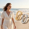 image:imageOuligay 2 PCS GoldSilver Brooch Pins for Women Irregular Metal Brooches