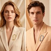 image:imageOuligay 2 PCS GoldSilver Brooch Pins for Women Irregular Metal Brooches