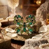 image:imageSparkling Butterfly Rhinestone BroochVintage Gold Plated Crystal Lapel PinElegant Butterfly Pin for ScarfCoatWedding PartyFashion Accessories Jewelry for WomenGreen