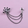 image:imageVintage Cross Tassel Chain Brooch Collar PinCrystal Rhinestone Cross Long Chain Lapel PinSuit Coat Breastpin Jewelry for Women Men SilverBlack C