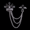 image:imageVintage Cross Tassel Chain Brooch Collar PinCrystal Rhinestone Cross Long Chain Lapel PinSuit Coat Breastpin Jewelry for Women Men SilverBlack C