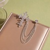 image:imageVintage Cross Tassel Chain Brooch Collar PinCrystal Rhinestone Cross Long Chain Lapel PinSuit Coat Breastpin Jewelry for Women Men SilverSilver