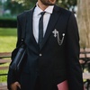 image:imageVintage Cross Tassel Chain Brooch Collar PinCrystal Rhinestone Cross Long Chain Lapel PinSuit Coat Breastpin Jewelry for Women Men SilverSilver