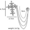 image:imageVintage Cross Tassel Chain Brooch Collar PinCrystal Rhinestone Cross Long Chain Lapel PinSuit Coat Breastpin Jewelry for Women Men SilverSilver