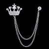 image:imageVintage Cross Tassel Chain Brooch Collar PinCrystal Rhinestone Cross Long Chain Lapel PinSuit Coat Breastpin Jewelry for Women Men SilverSilver C