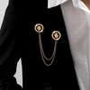 image:imageVintage Lion Head Coin Brooch Black Enamel Rhinestone Chain Lapel PinGold