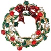 image:imageChristmas Brooch for Women Red Green Christmas Poinsettia Pins Sparkling Rhinestone Xmas Glove Brooch Crystal Xmas Wreath Pins Elegant Clothing Hat Bag Accessories Christmas Holiday Winter JewelryWreath
