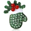 image:imageChristmas Brooch for Women Red Green Christmas Poinsettia Pins Sparkling Rhinestone Xmas Glove Brooch Crystal Xmas Wreath Pins Elegant Clothing Hat Bag Accessories Christmas Holiday Winter JewelryGreen