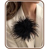 image:imageIRONBOX Feather Brooches and Pins for Women  Large Flower Brooch CorsageBlack